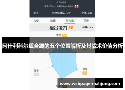 阿什利科尔适合踢的五个位置解析及其战术价值分析